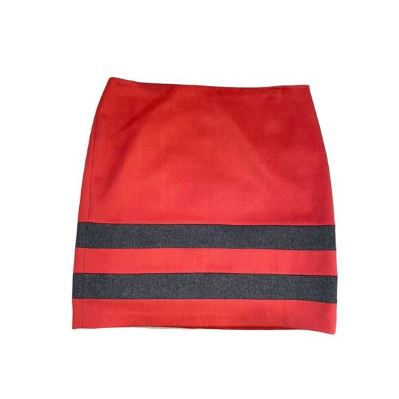 Size 12 J.‎ McLaughlin Skirt Gray Orange Stripe Cashmere Wool Blend Classic Line - Picture 1 of 6